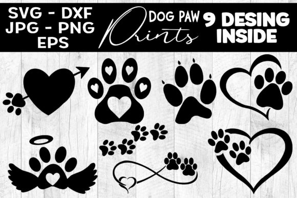 Dog Paw Prints Heart Bundle